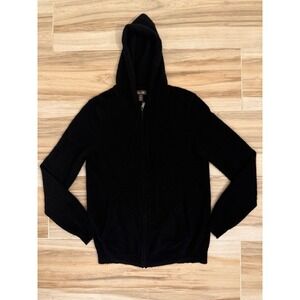 Tasso Elba Mens 100% Cashmere Full Zip Hoodie Sweater Black Size M